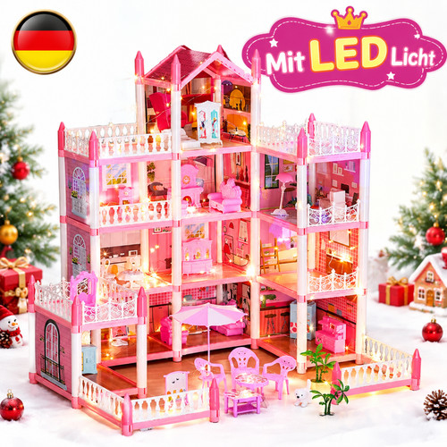 Puppenhaus mit möbeln - puppenhaus,